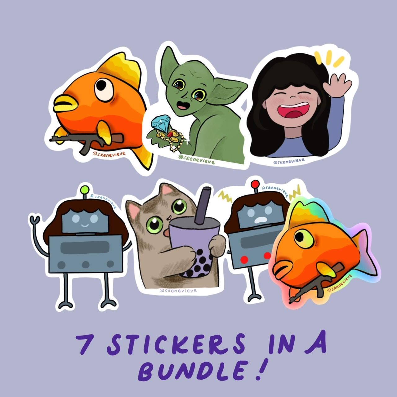 7 stickers in a bundle - PLUS THE EXCLUSIVE HOLOGRAPHIC FLOPPA